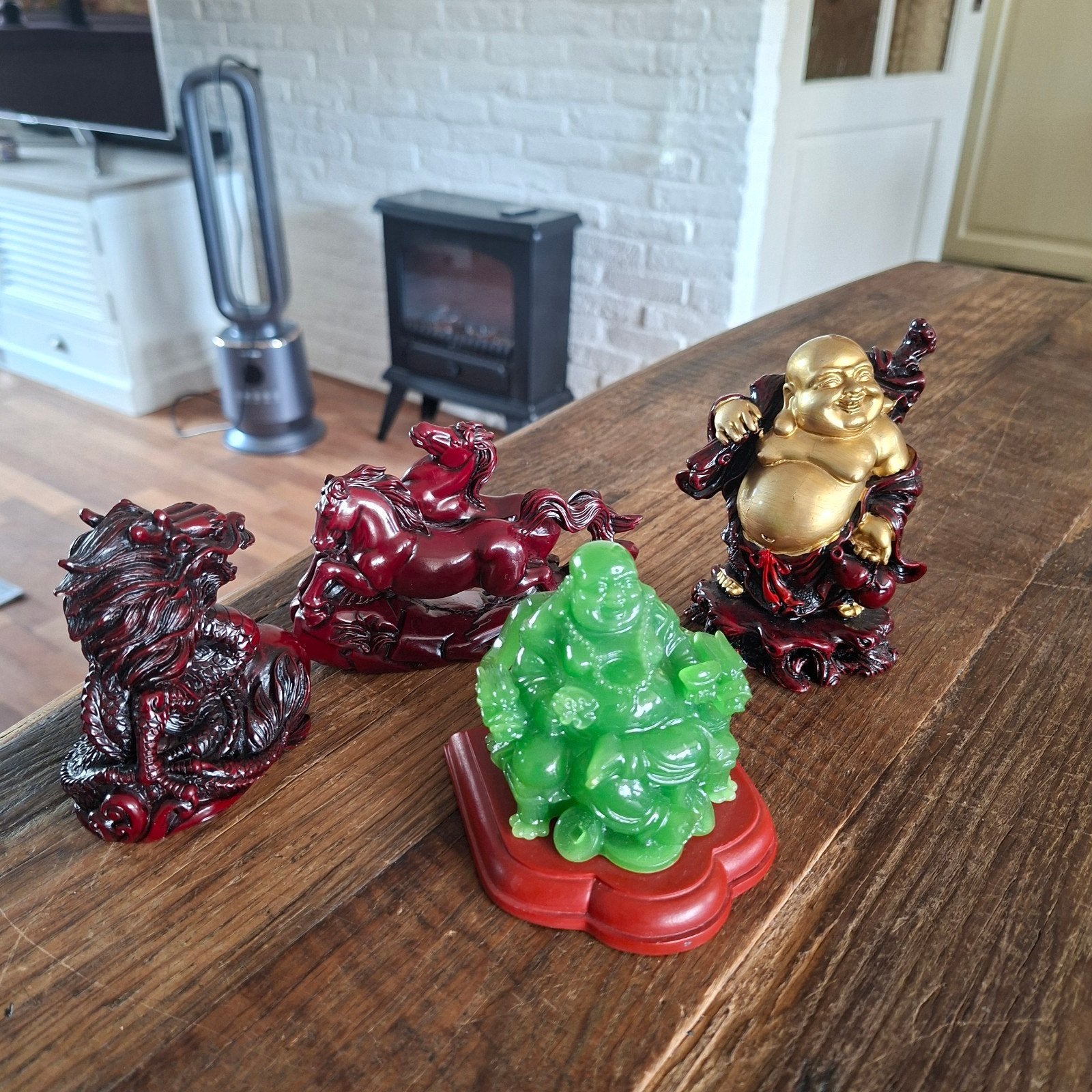 4 Chinese Beeldjes Draak Paarden Boeddhas, Ophalen of Verzenden
