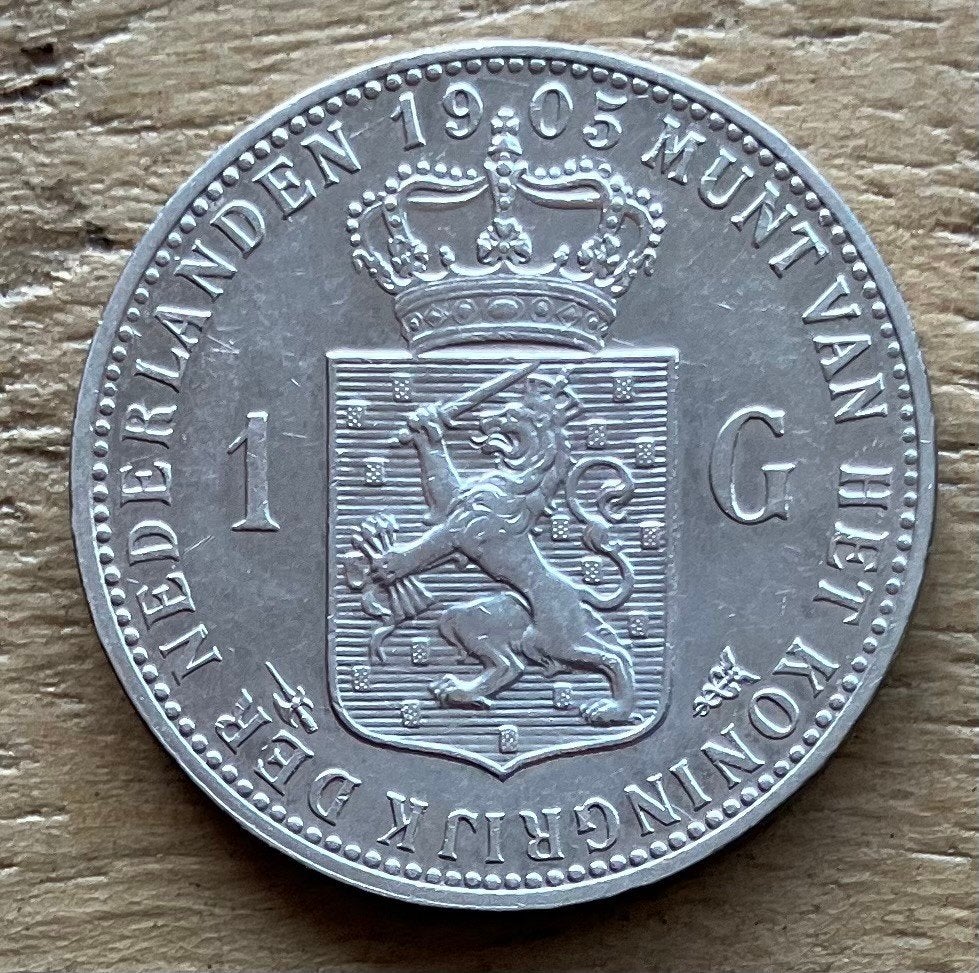 prachtige 1 gulden 1905 Wilhelmina, Postzegels en Munten, Ophalen, 1 gulden, Zilver, Koningin Wilhelmina