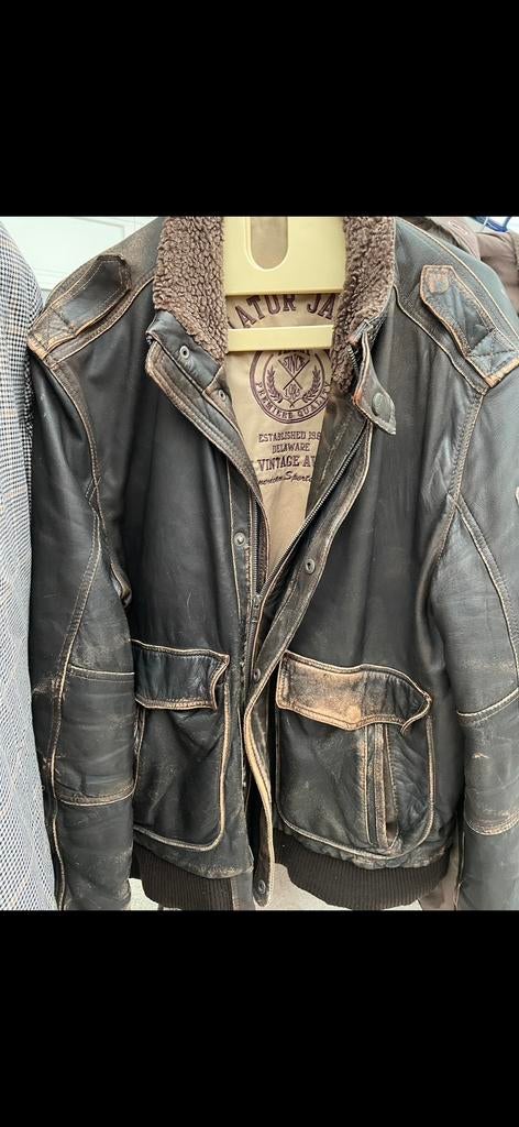 Arma Men Aviator leren jacket  vintage look maat 56, Ophalen of Verzenden, Tweedehands, Heren, Jas | leer