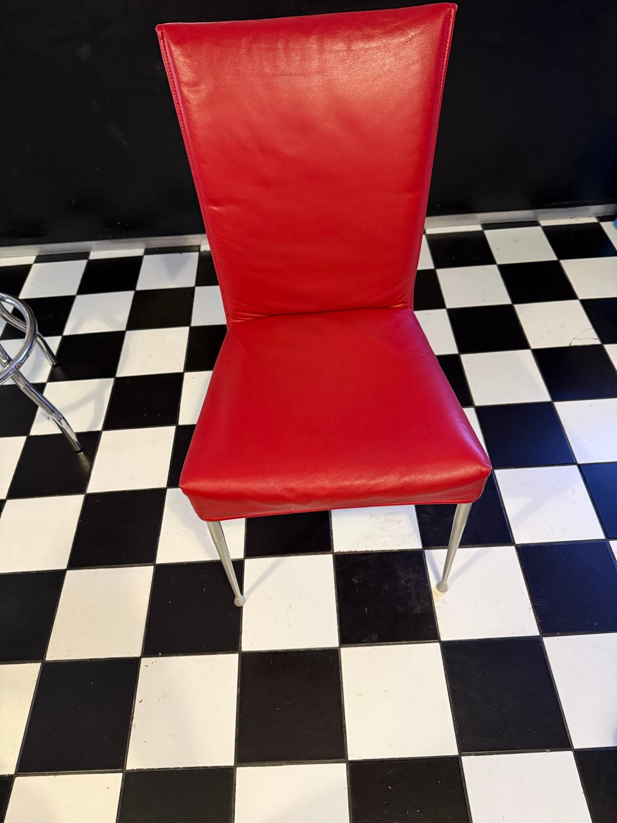 9 mooie rode eetkamerstoelen van Leer en metaal, Ophalen, Gebruikt, Leer, Vijf, Zes of meer stoelen