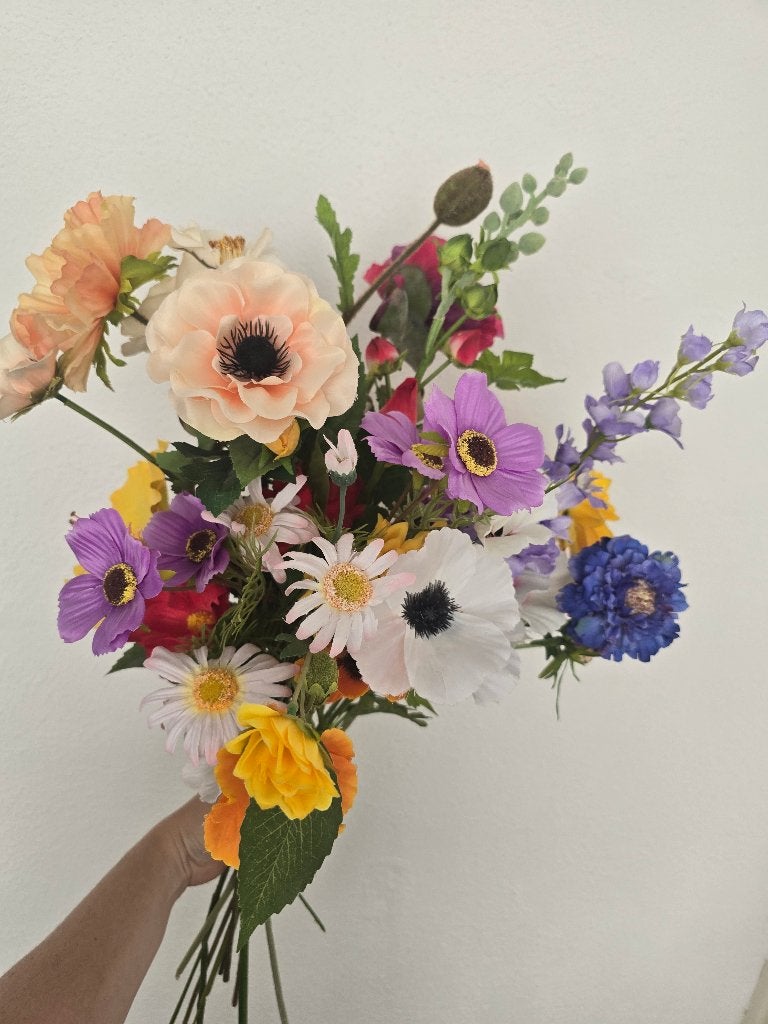 Zijdebloemen boeket, Huis en Inrichting, Ophalen, Zo goed als nieuw, Kunstbloem, Countryfield