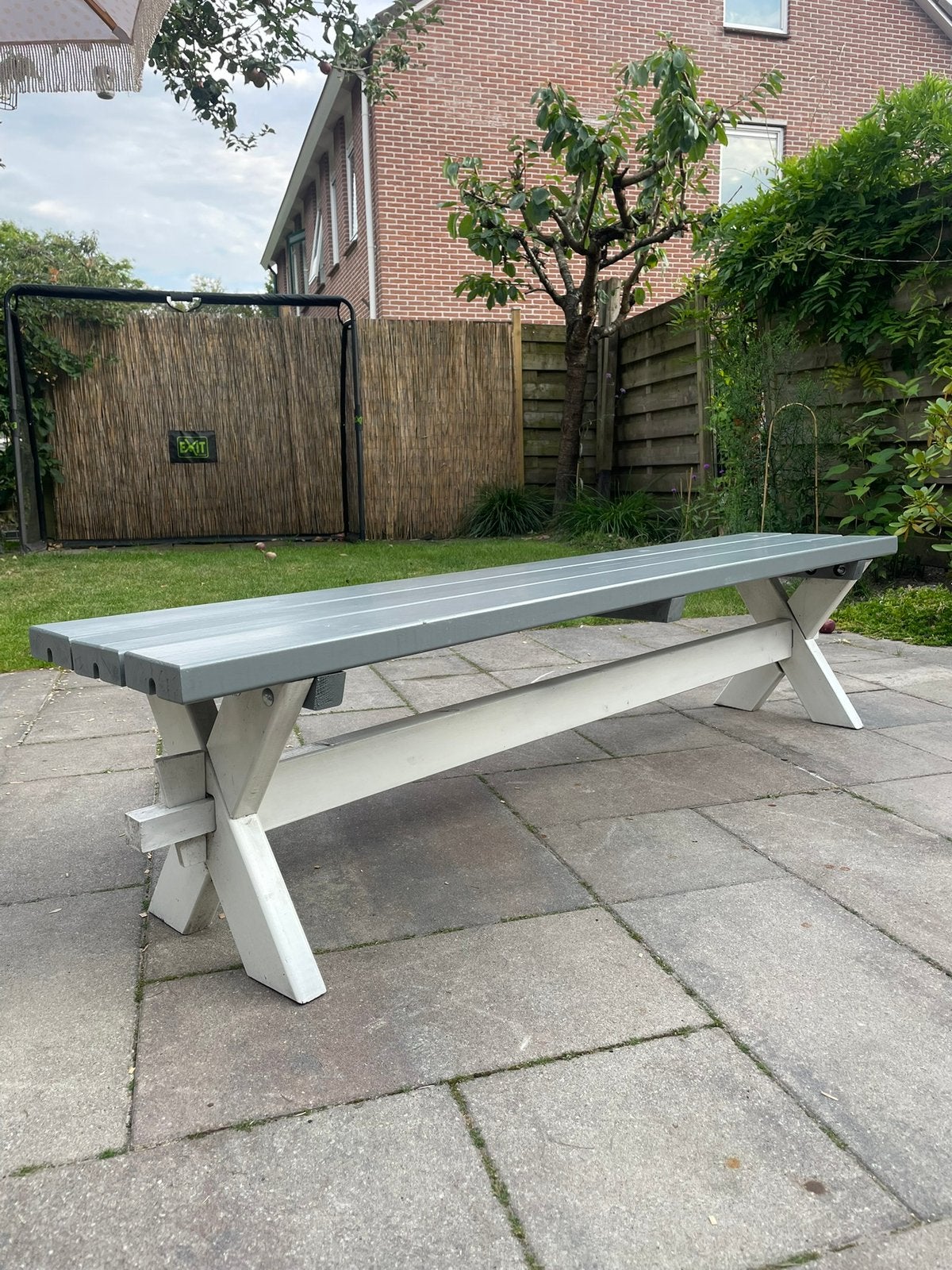 Houten bank, massief, Tuin en Terras, Tuinstoelen, Ophalen, Zo goed als nieuw, Hout