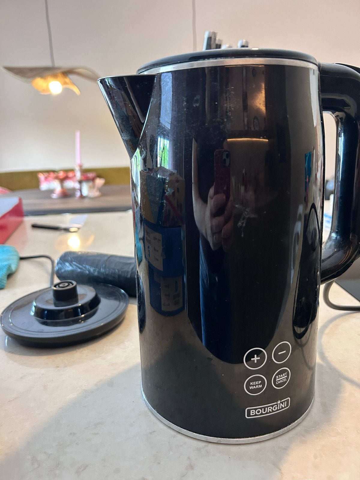 Bourgini waterkoker - Zwart, met warmhoudfunctie, Witgoed en Apparatuur, 1 tot 2 liter, Ophalen of Verzenden, Zo goed als nieuw