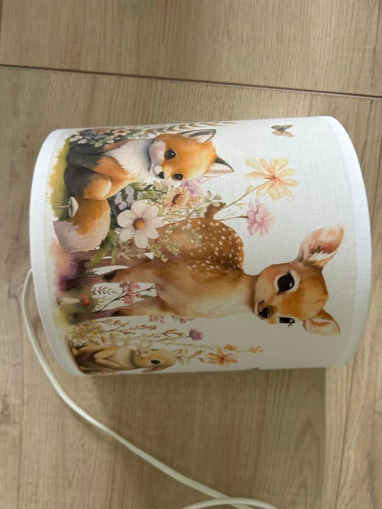 lampenkap met bosdieren print, Ophalen, Wit, Rond, Zo goed als nieuw