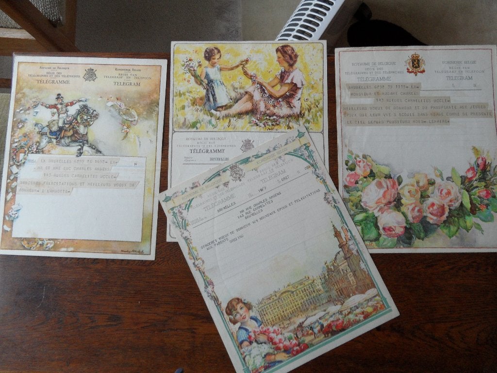 belgië ptt 4x telegram1947  gesign. o.a charles-michel,tinot, Verzenden, Gebruikt