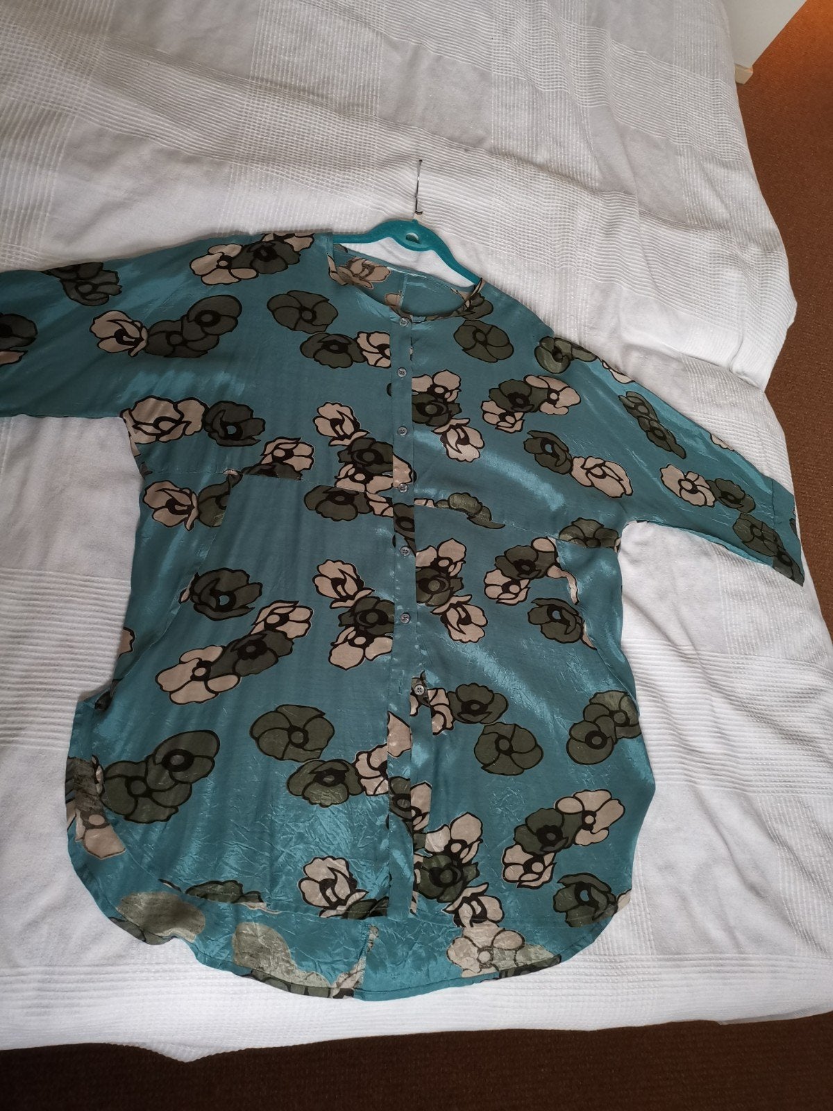 Masai glansblouse XL met bloemenprint, Blauw, Maat 46/48 (XL) of groter, Ophalen of Verzenden, Masai