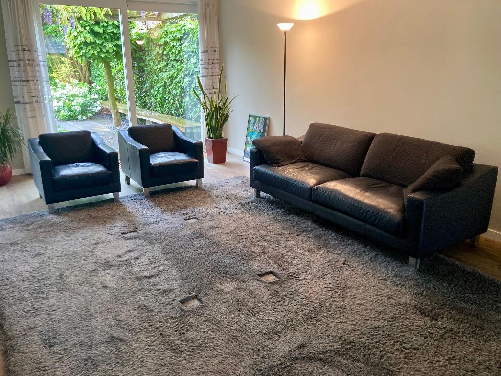 Leolux bank en twee bijpassende fauteuils ‘Antonia’, Ophalen, 250 tot 300 cm, Gebruikt, Minder dan 75 cm