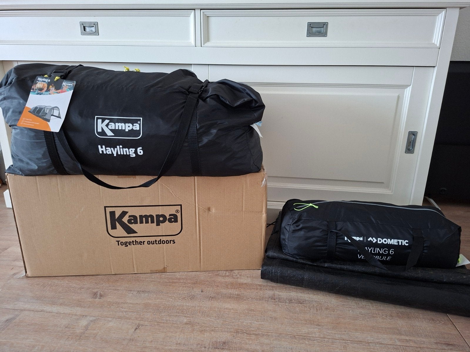 Kampa Hayling 6,Vestibule en Foodprint, Caravans en Kamperen, Tenten, Ophalen, Nieuw