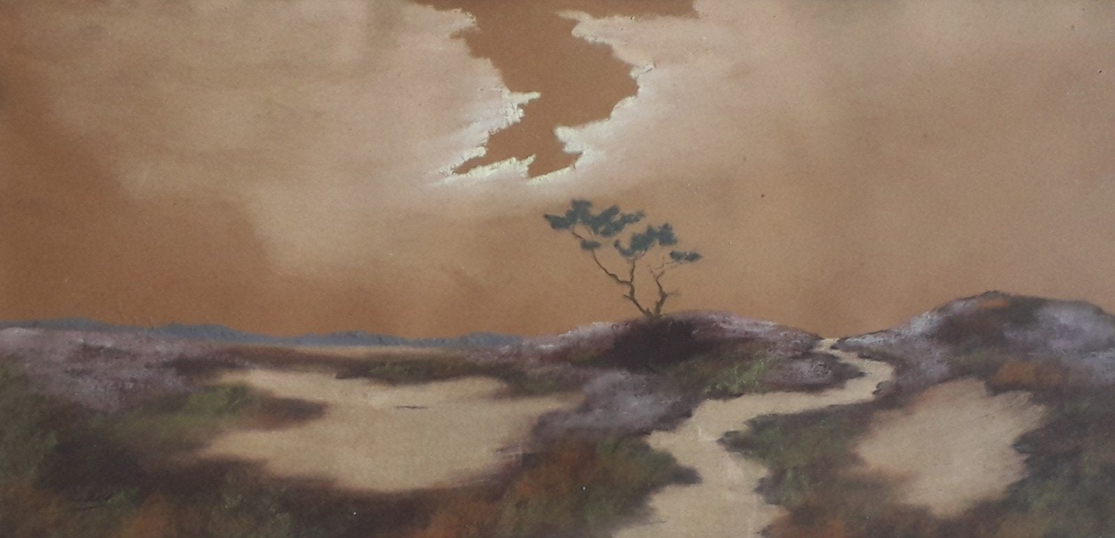 LANDSCHAP MET ZANDPAD EN 1 BOOM>OUD 1935 ➡️ PASTEL MET LIJST, Antiek en Kunst, Ophalen of Verzenden