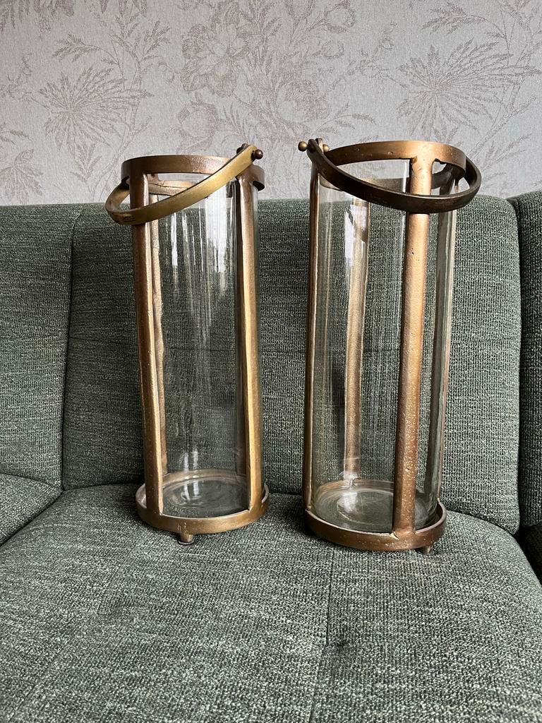 Windlicht / bronzen lantaarns, 42cm hoog, 17cm diameter, Ophalen, Gebruikt, Kandelaar, Brons of Koper
