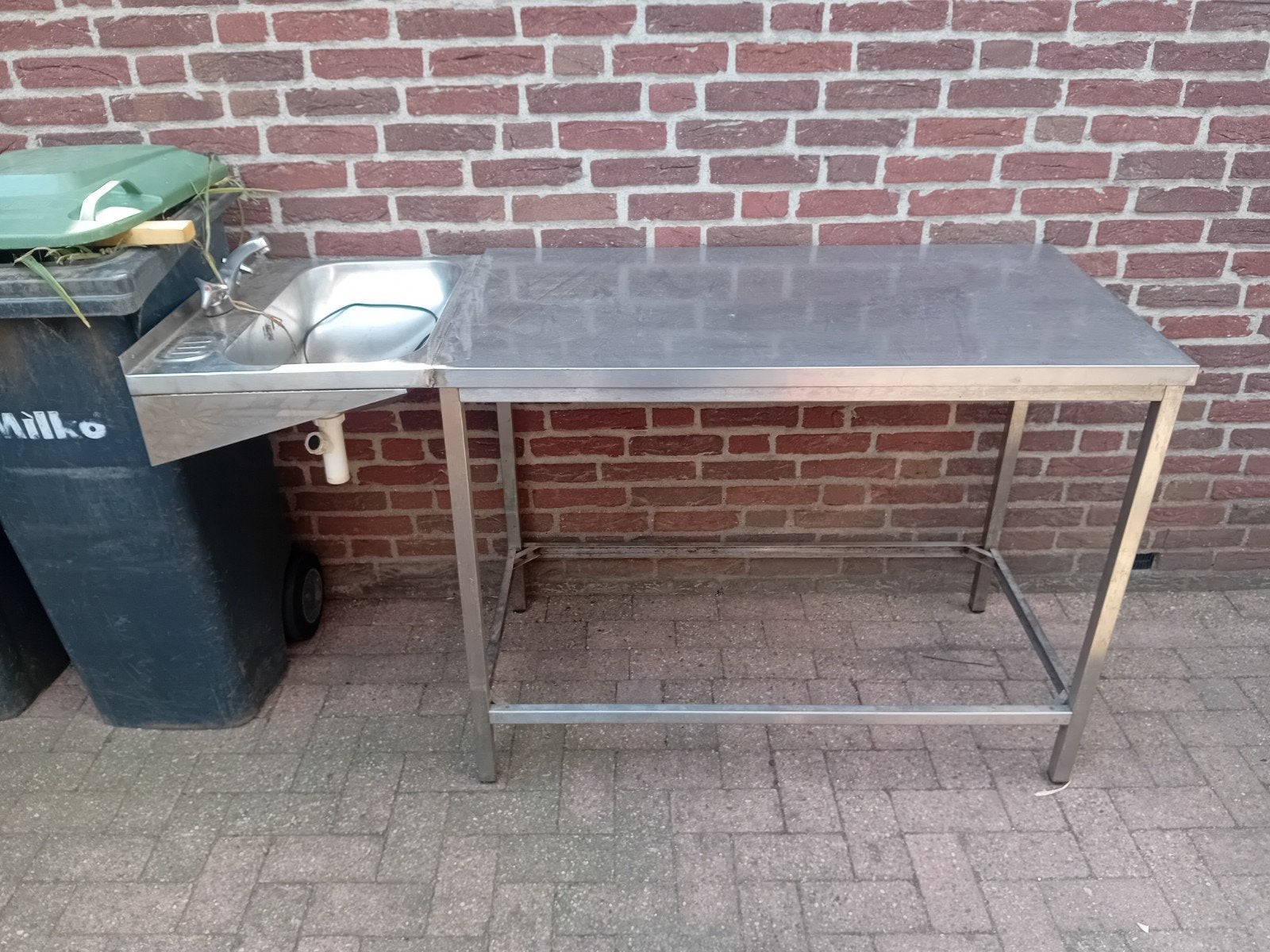 RVS Werkbank met Spoelbak, Ophalen, Gebruikt