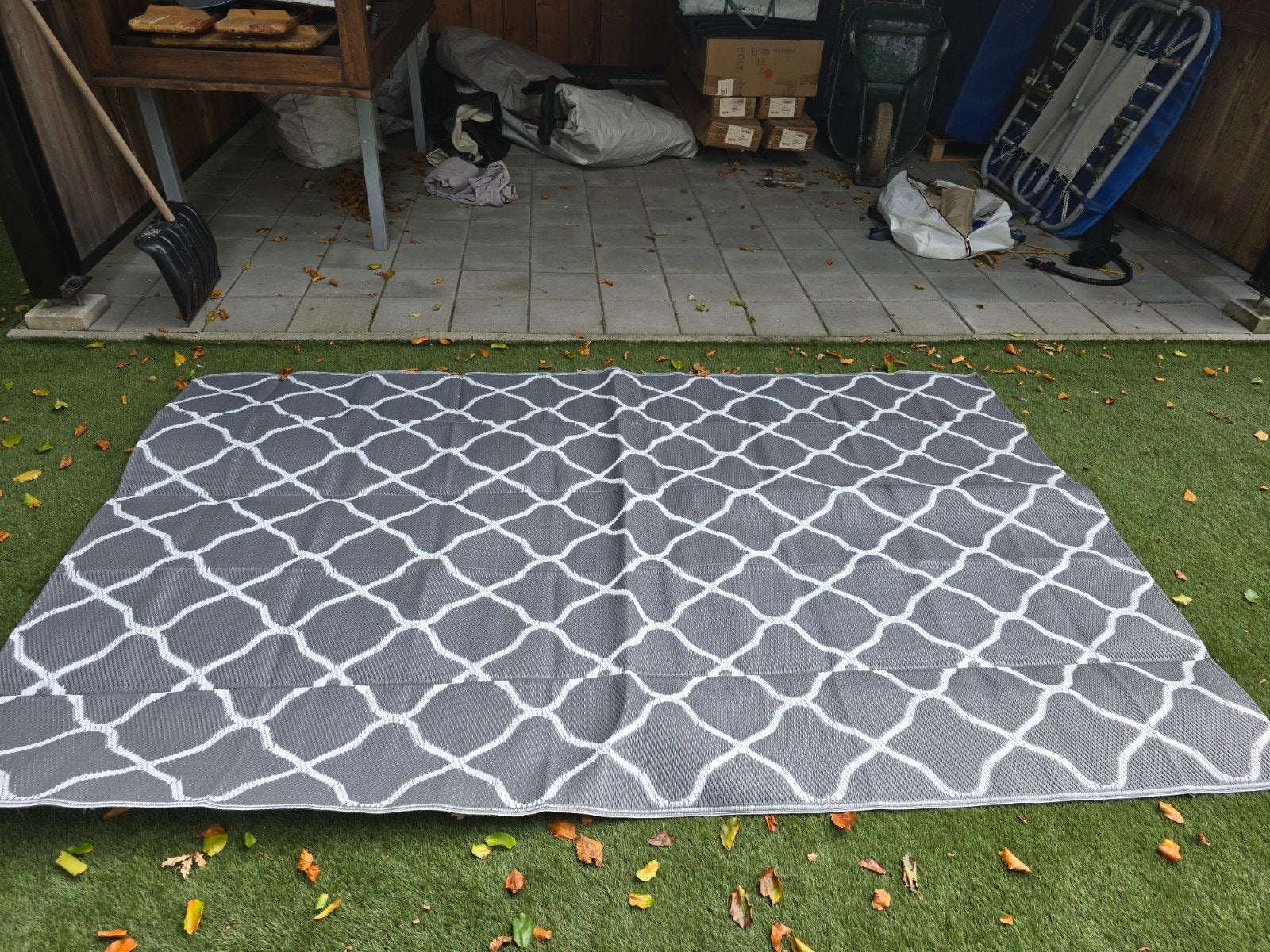 Grijs buitenkleed 280x175 cm, Caravans en Kamperen, Ophalen, Zo goed als nieuw