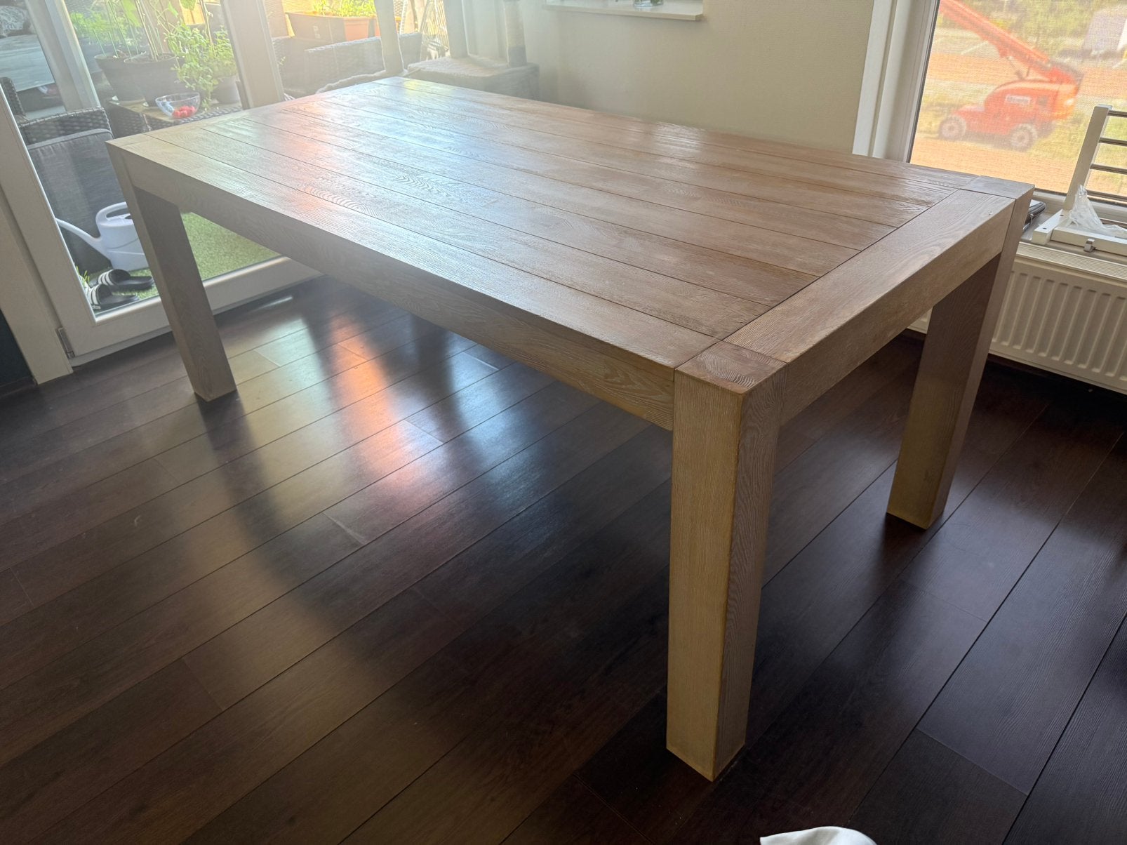 Houten Eettafel 200x95x77cm, Ophalen, 200 cm of meer, 50 tot 100 cm, Zo goed als nieuw