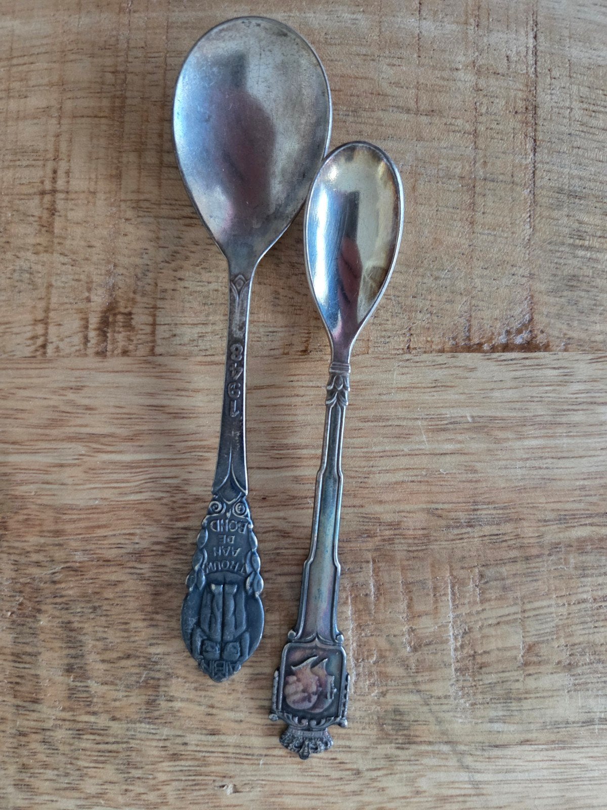2 bijzondere verzilverde theelepels, Antiek en Kunst, Ophalen of Verzenden