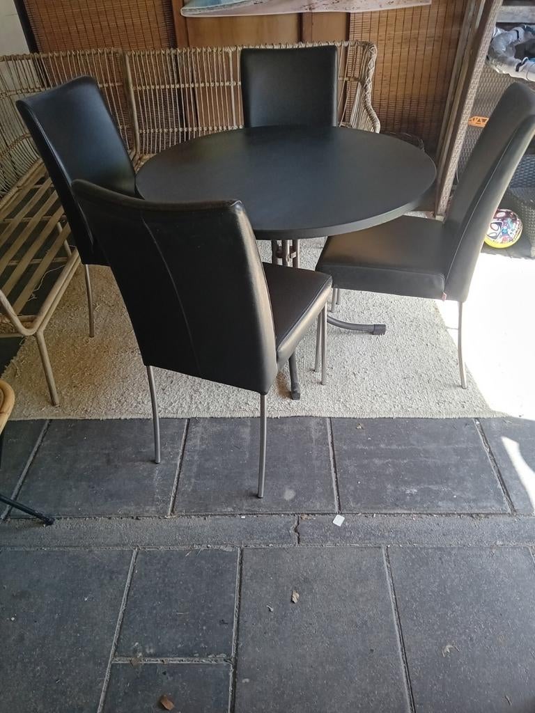 Eetkamer stoelen 4 STUKS Bert Plantagie leer, Bruin, Leer, Ophalen of Verzenden, Zo goed als nieuw