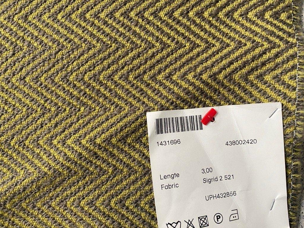 Kvadrat Sigrid 2 521 geel+grijs visgraat; 3 meter meubelstof, Wol, 120 cm of meer, Geel, Ophalen of Verzenden