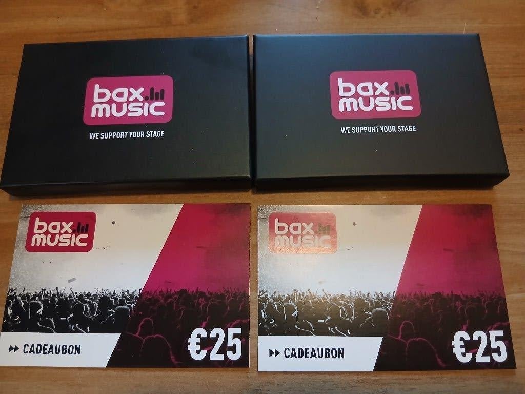 cadeaubon BAX music 2x €25,-, Twee personen, Cadeaubon, Overige typen