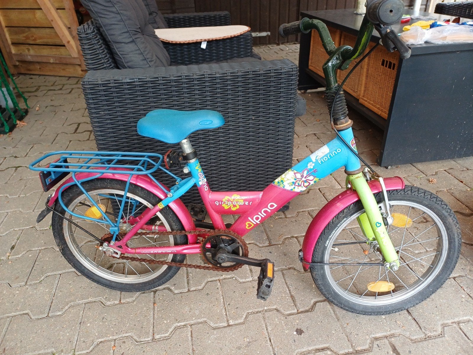 16 inch meisjesfiets, Ophalen, Terugtraprem, Gebruikt, Alpina Girlpower