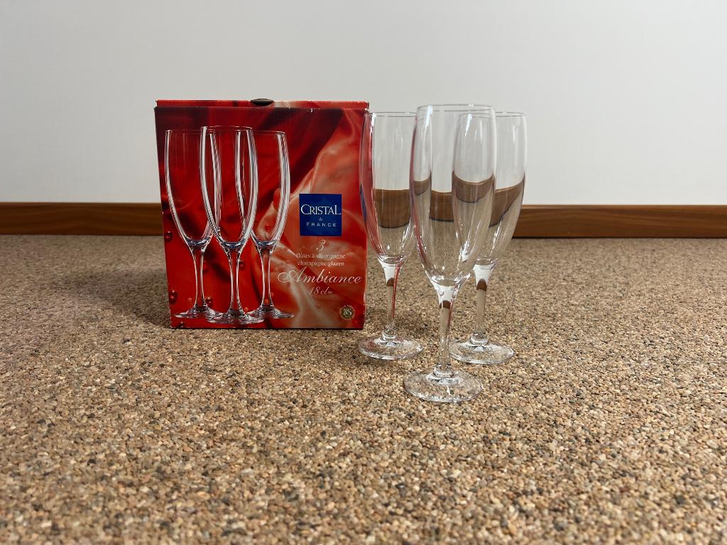 12 Champagneflutes Cristal d’Arance – 18cl – In verpakking, Glas of Glazen, Gebruikt, Ophalen of Verzenden, Glas