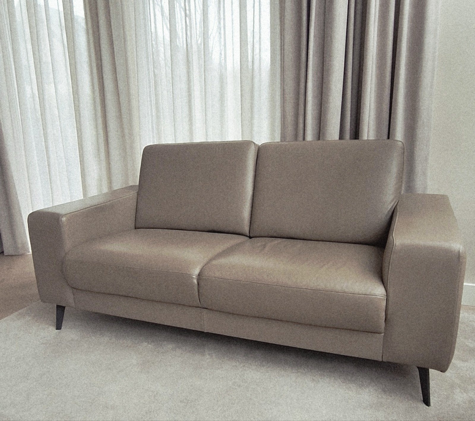 Luxe leder tweezits bank, Ophalen, 150 tot 200 cm, Tweepersoons, 75 tot 100 cm