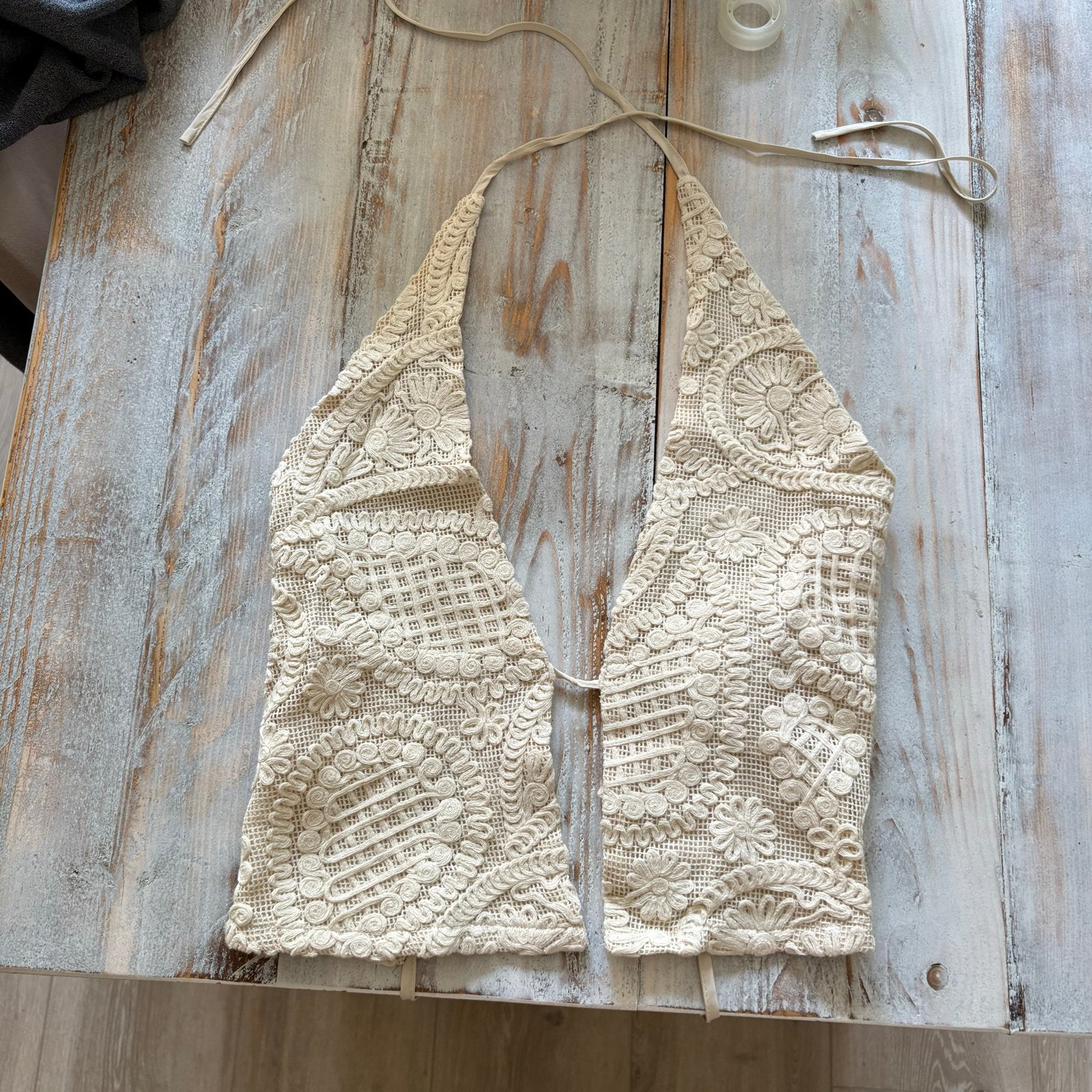 Haltertop van kant - Crème, Kleding | Dames, Tops, Verzenden, Beige, Maat 42/44 (L), Nieuw
