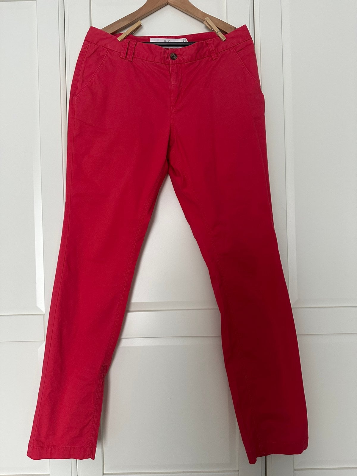 Rode lange broek H&M LOGG maat 42, Maat 42/44 (L), Ophalen of Verzenden, Zo goed als nieuw, Lang
