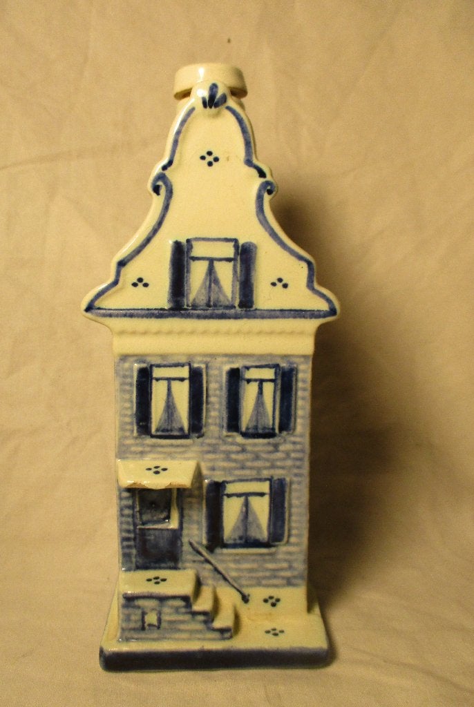 antiek jenever flesje Delfts Blauw huisje Ram 526 Holland, Antiek en Kunst, Ophalen of Verzenden