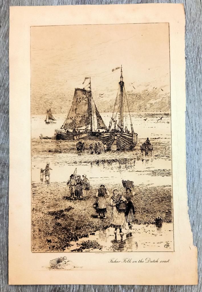 Ets Fisher Folk on the Dutch coast 1901 CF Allbon, Ophalen of Verzenden