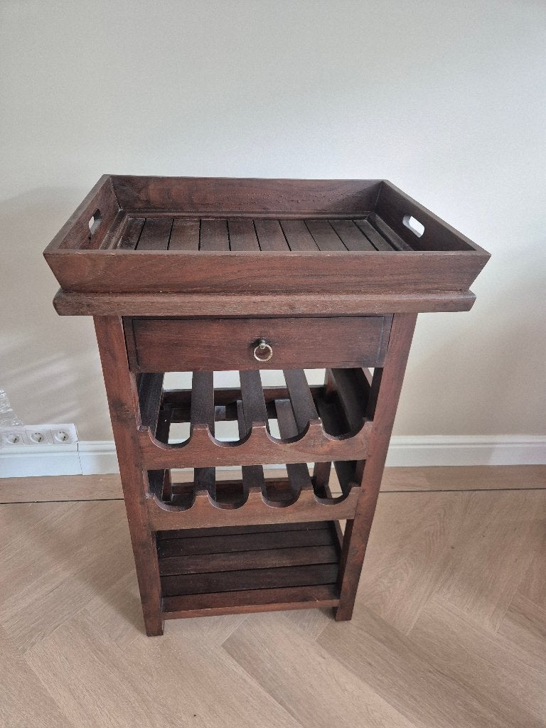 Vintage wijnkastje met afneembare tray, Huis en Inrichting, Ophalen, Gebruikt, 5 tot 15 flessen, 75 – 100
