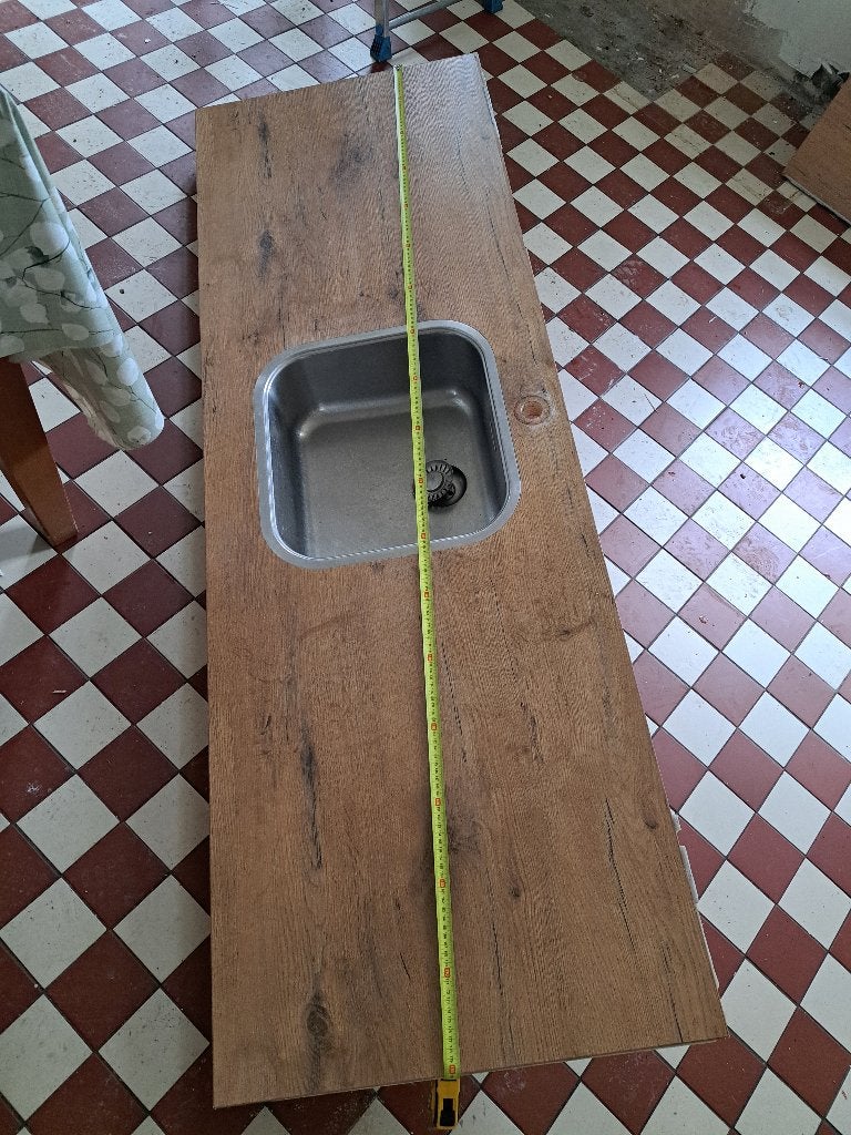 Aanrechtblad met spoelbak, Huis en Inrichting, Keuken | Keukenelementen, Ophalen, Bruin, 150 tot 200 cm, Zo goed als nieuw
