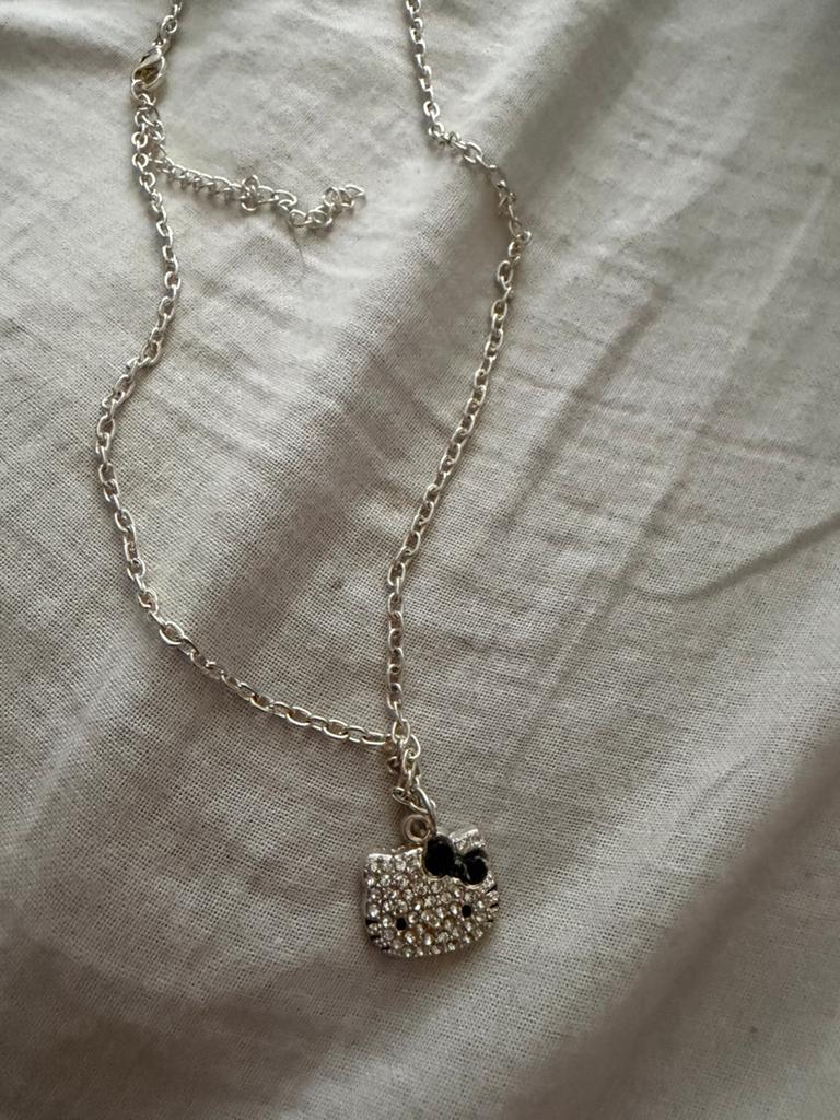Hello Kitty ketting met strass steentjes, Sieraden, Tassen en Uiterlijk, Overige materialen, Nieuw, Ophalen of Verzenden, Zilver