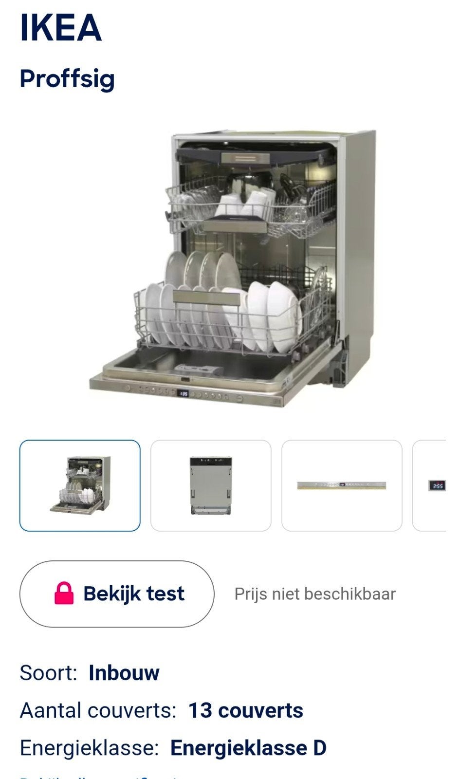 IKEA PROFFSIG Vaatwasser (Bosch/Siemens) SBE6496E0E–XXL, Witgoed en Apparatuur, Ophalen, 8 tot 10 kg, 85 tot 90 cm, 1600 toeren of meer