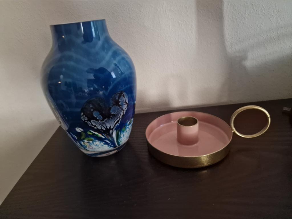 Kandelaartje goud/ roze /metaal €5, Ophalen