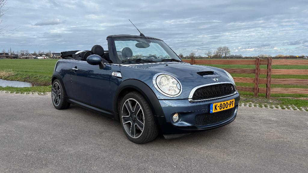 Mini 1.6 Cooper S Cabrio 2010 Horizon Blue metalic, Auto's, Mini, Euro 5, Zwart, 4 cilinders, Cabriolet