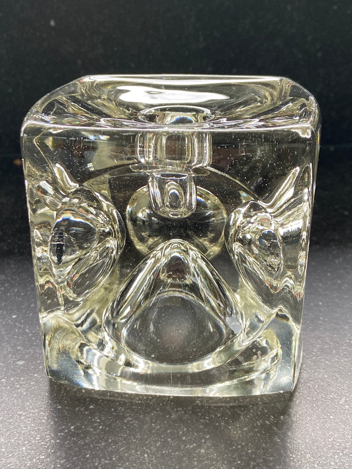 Vintage space age kubus kandelaar glas Ice Cube Rudolfova, Ophalen of Verzenden
