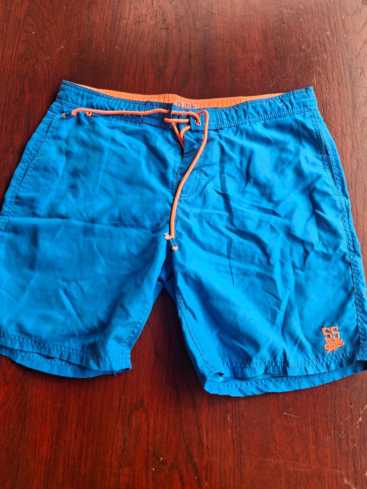 55 Stage surfshorts – blauw/oranje, maat XL, Kleding | Heren, Ophalen of Verzenden