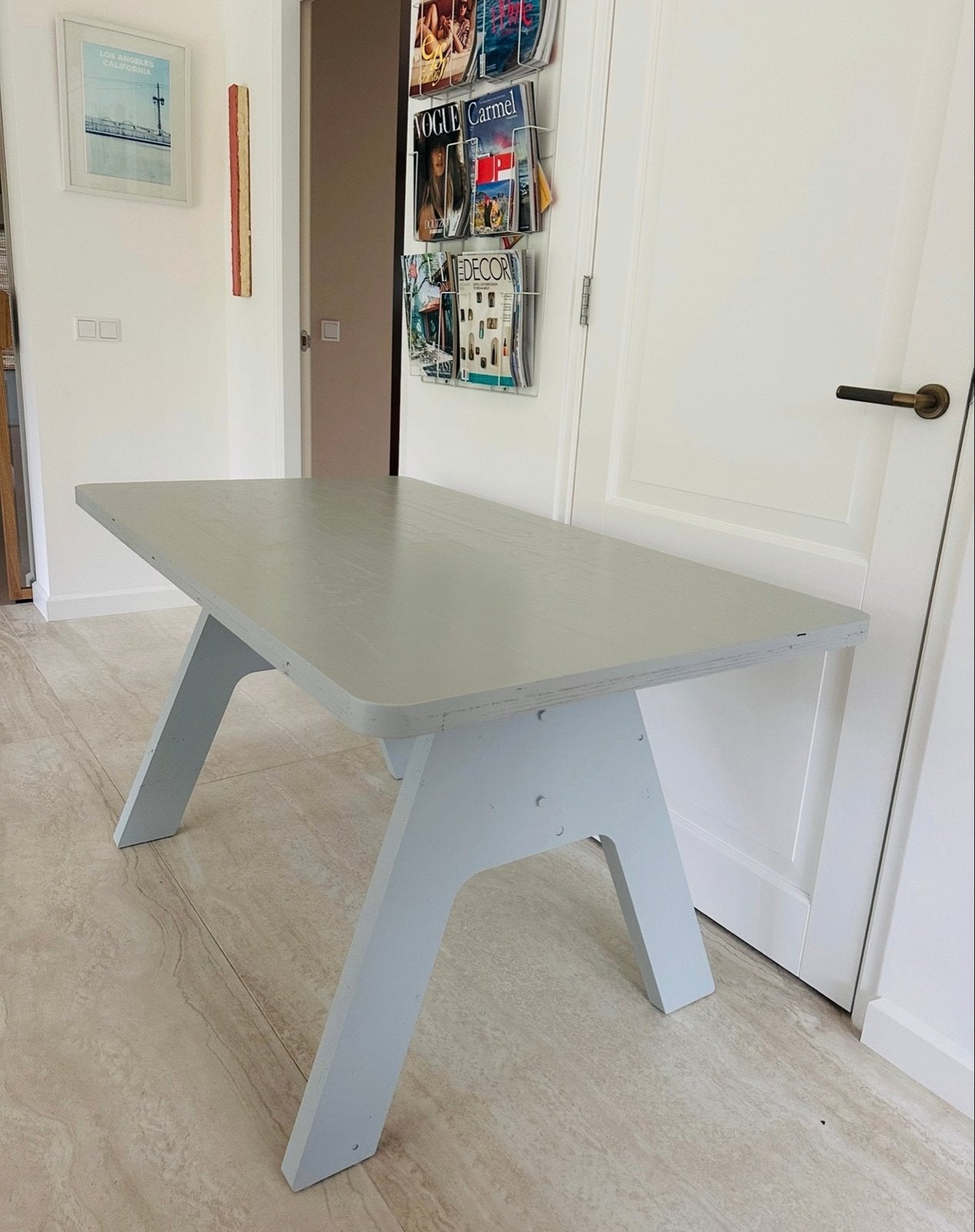 Piet Hein Eek Crisis tafel RAL 7038 - Dutch Design, Ophalen, 100 tot 150 cm, 50 tot 100 cm, Zo goed als nieuw