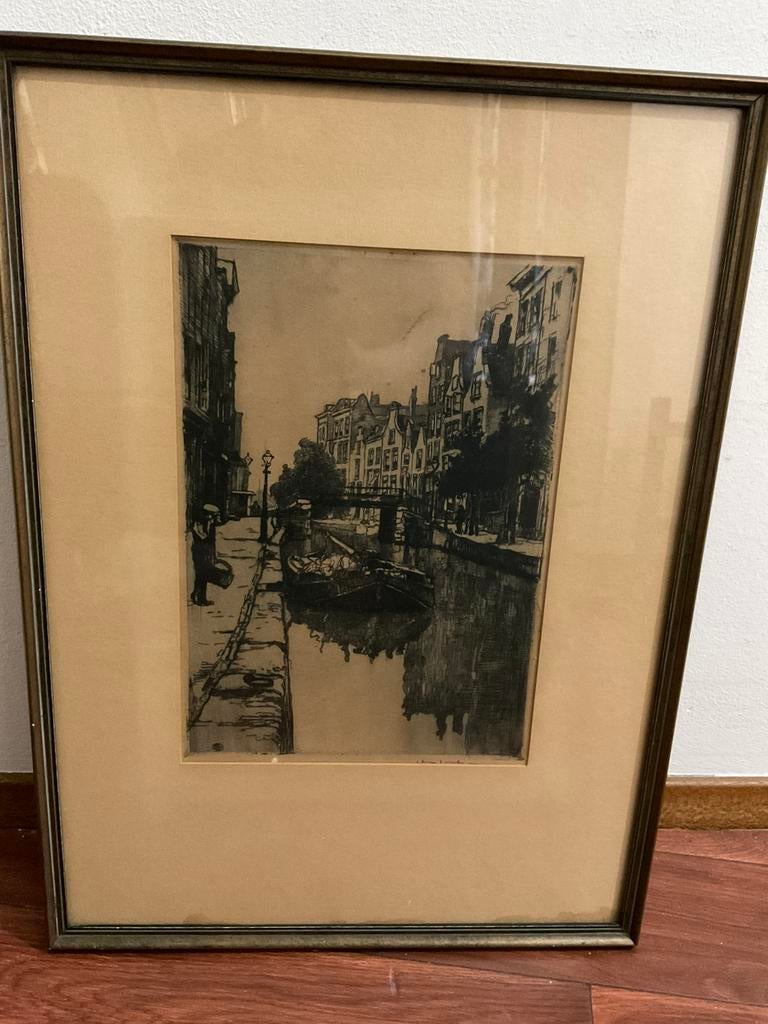 Jan Sirks (1885-1938) - Delftsche Vaart Rotterdam, Antiek en Kunst, Kunst | Etsen en Gravures, Ophalen
