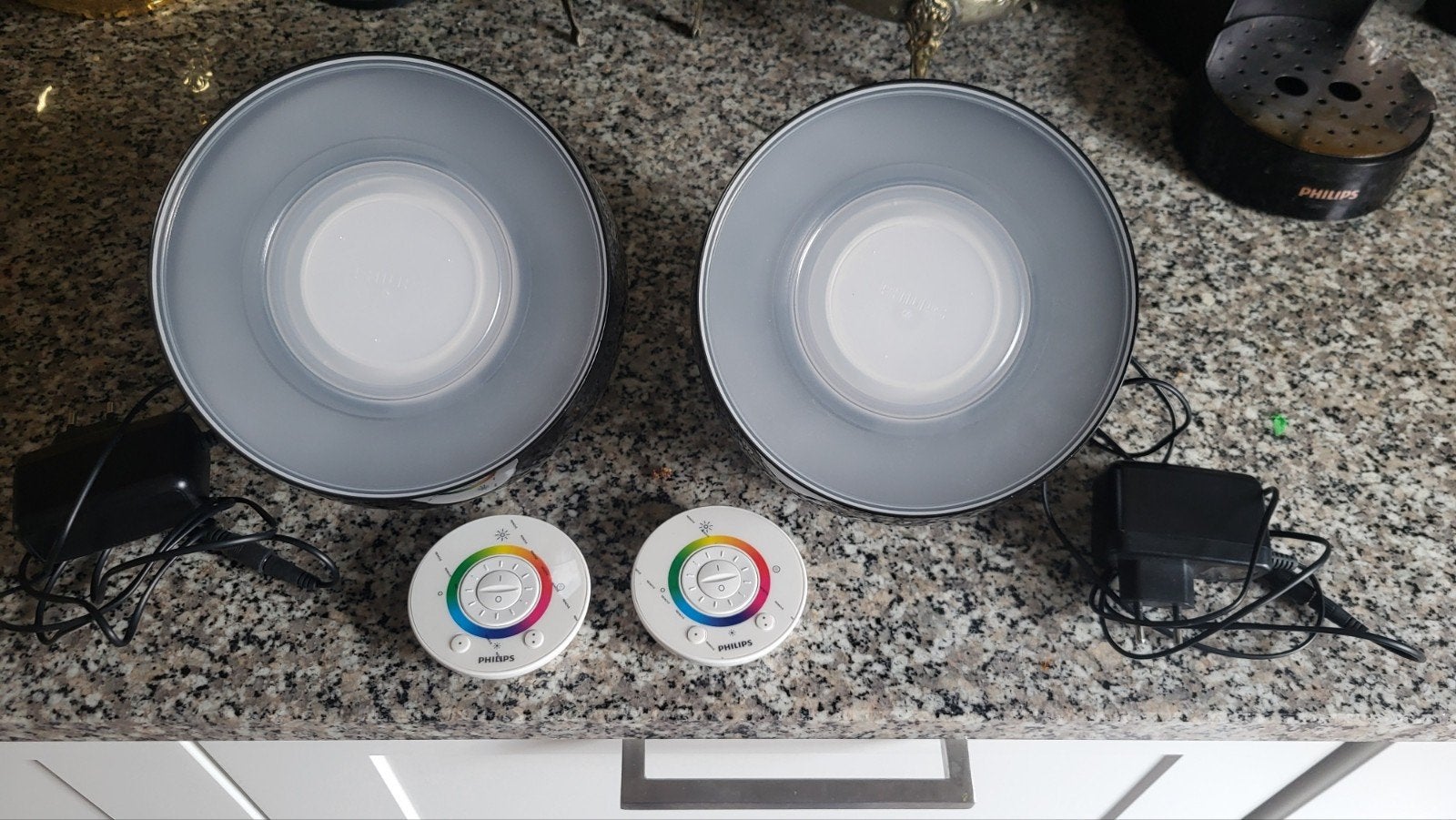 Philips LivingColors Iris LED Tafellampen (2 stuks), Kunststof, Gebruikt, Overige fittingen, Ophalen of Verzenden