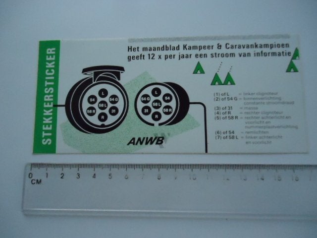 sticker oud ANWB caravan camper kampioen stekker contact, Verzamelen, Stickers, Verzenden, Zo goed als nieuw, Bedrijf of Vereniging
