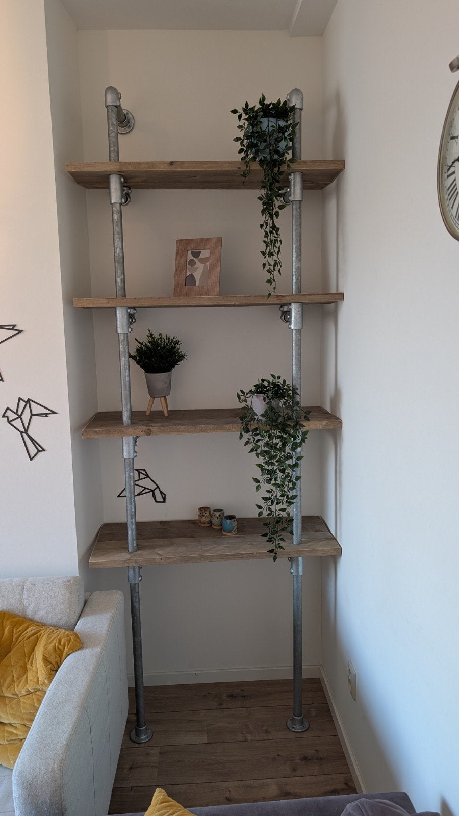 Steigerhouten stellingkast / nis kast 240x92x37cm, Ophalen, Zo goed als nieuw