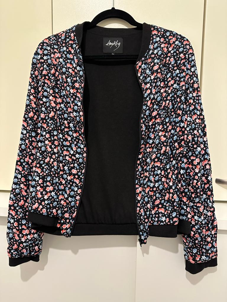 Amy & Ivy Bloemenprint Bomberjack Maat XL, Ophalen of Verzenden, Zo goed als nieuw, Maat 42/44 (L), Zwart