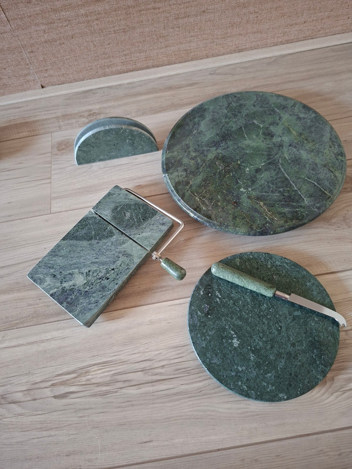 Groen Marmeren Borrelset - Draaibaar Plateau & Accessoires, Ophalen