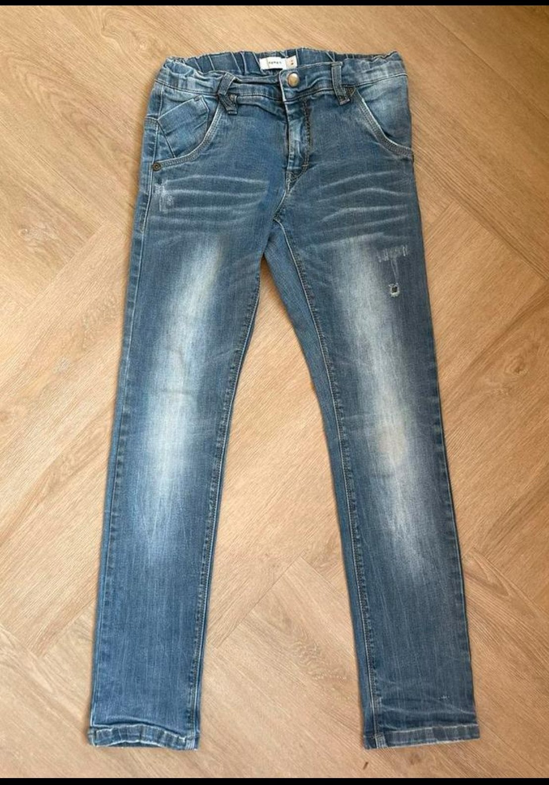 Name it Stoere blauwe spijkerbroek maat 140, Verzenden, Zo goed als nieuw, Jongen, Broek
