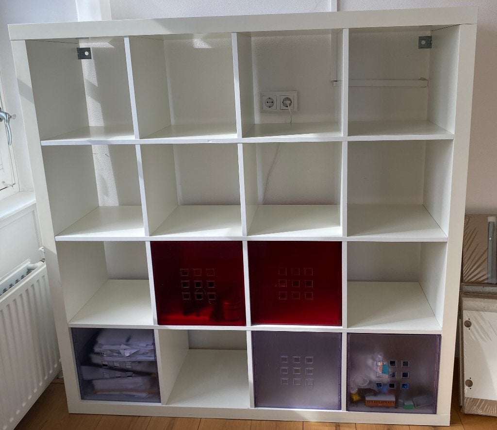 Grote IKEA Expedit/KALLAX kast 185 x 185 cm + 5 Inzetbakken, Ophalen, Gebruikt, 150 tot 200 cm, 150 tot 200 cm