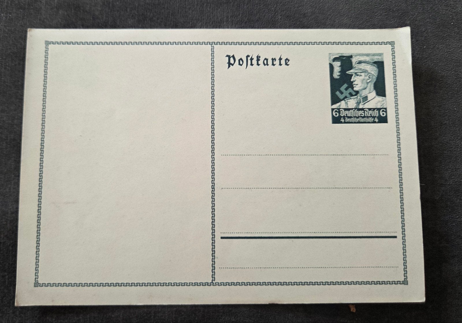 Zeldzame Duitse WOII Postkaart met Swastika Stempel, Verzenden, 1940 tot 1960, Ongelopen, Politiek en Historie