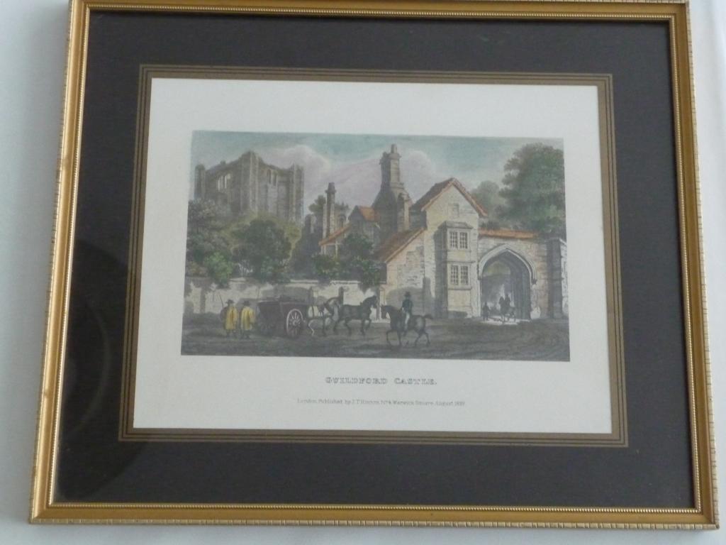 kleuren gravure - GUILDFORD CASTLE -, Antiek en Kunst, Ophalen of Verzenden