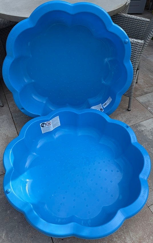 Zandbak Schelp 2 delig blauw – Hornbach, Kinderen en Baby's, Ophalen, Gebruikt