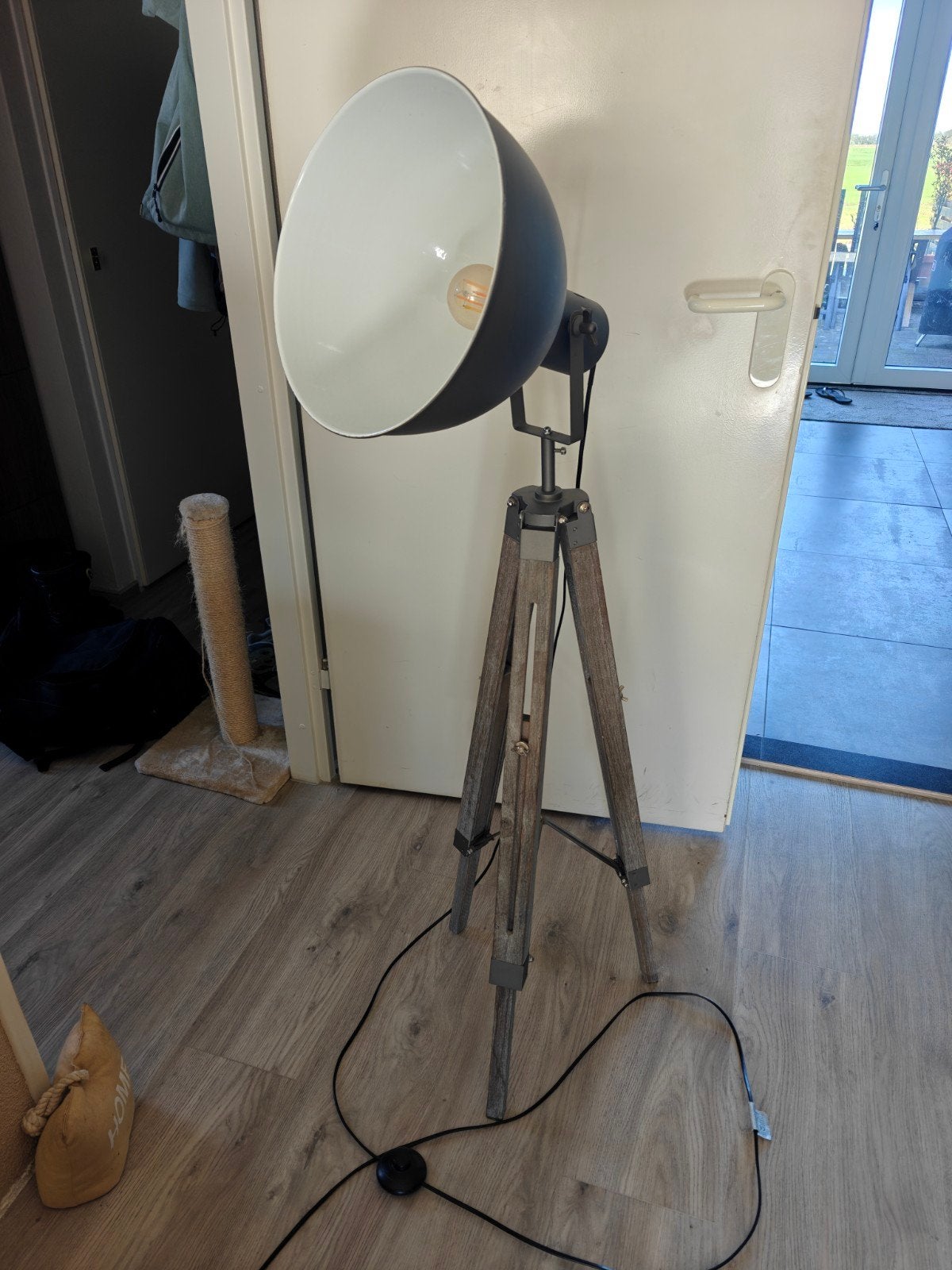 Industriële Vloerlamp met Verstelbare Hoogte, Ophalen, E27 (groot), Zo goed als nieuw, 150 tot 200 cm