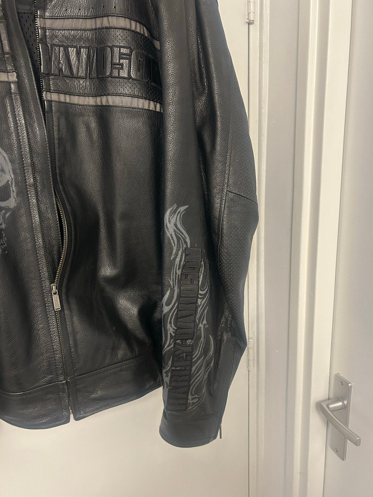 Harley-Davidson Leren Motorjas met Skull Design, Motoren, Ophalen of Verzenden, Tweedehands, Heren, Jas | leer